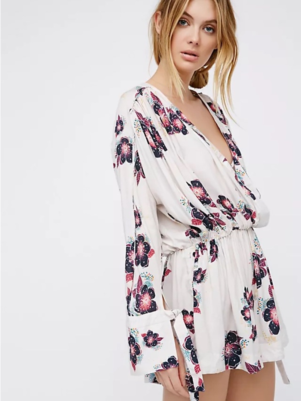 Free People Tuscan Dreams Floral Printed Wrap Tunic